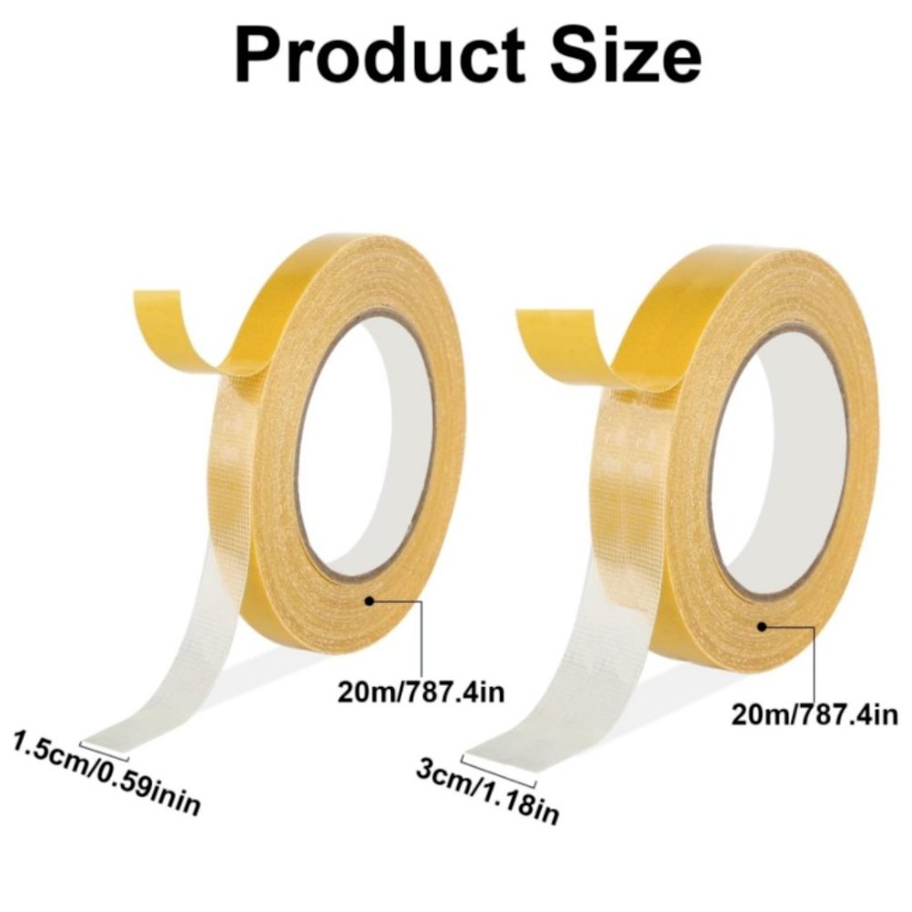 2 Sizes Of Double Sided Tape Adhesive Sticky Double Size Tape Brand New 2 Rolls